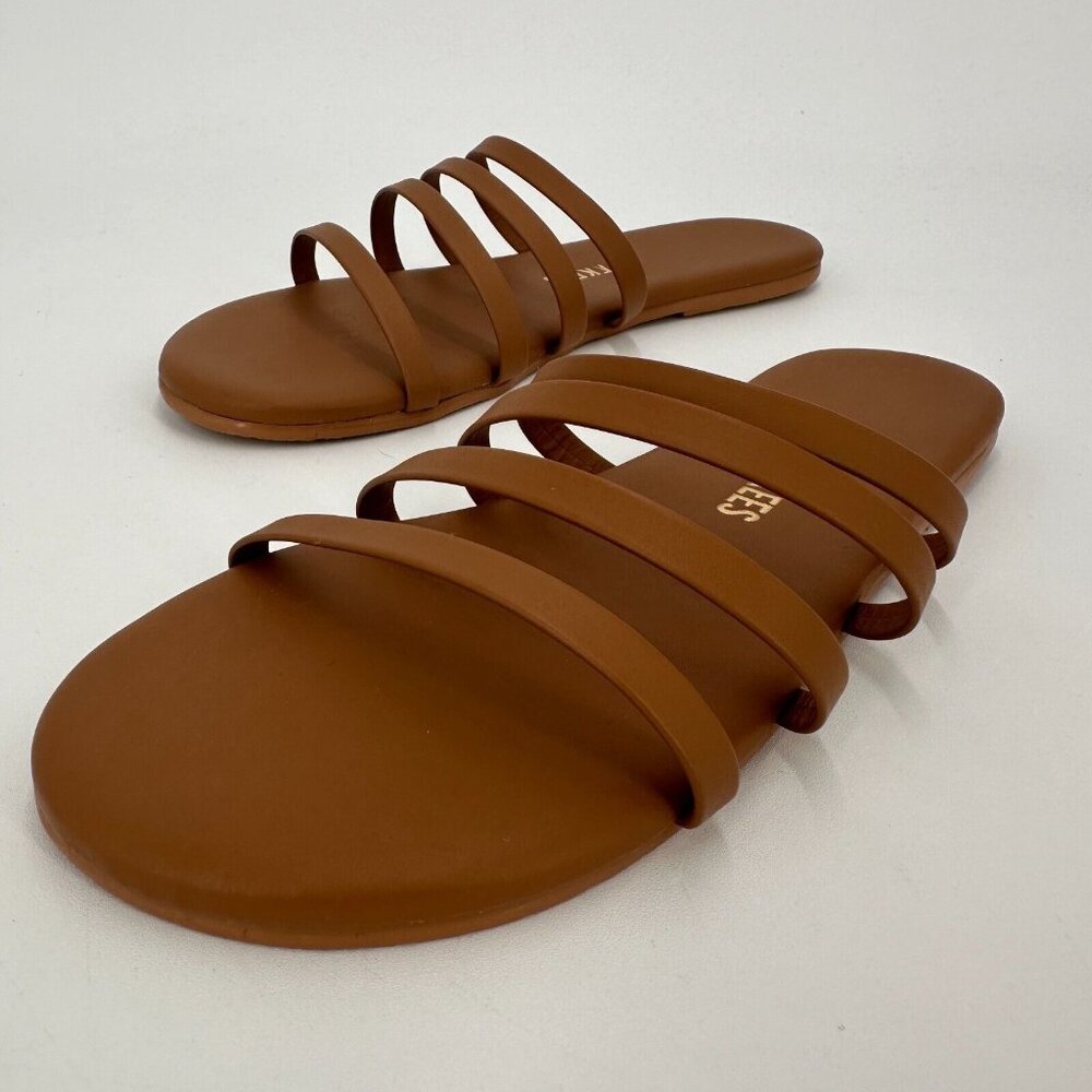 TKEES Women's Senna Leather 4-Strap Slide Sandals Au Naturale sz 5 EU 36 NWT